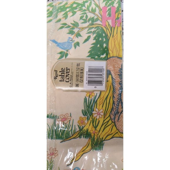 Vintage C.A. Reed Happy Birthday Forest Friends Paper Tablecloth  52 X 96 NOS - Picture 8 of 11